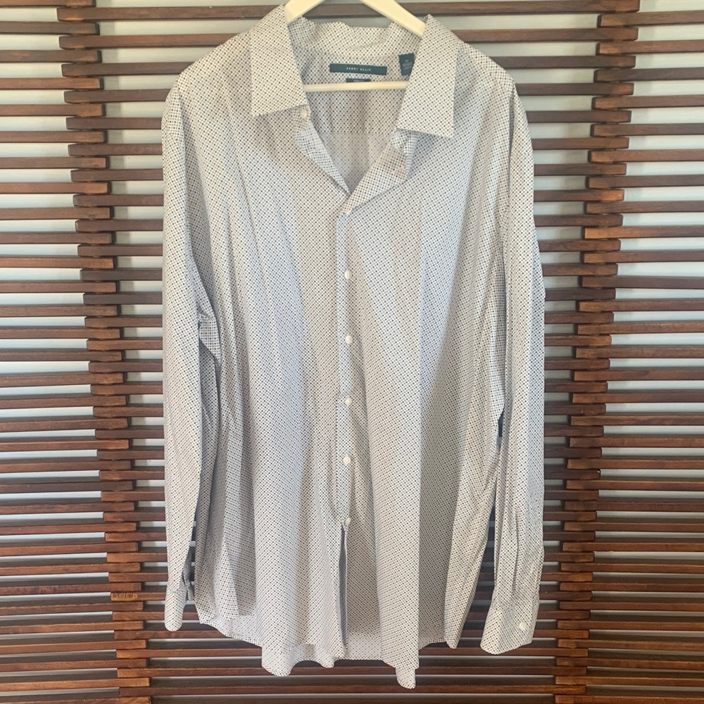 Perry Ellis White Shirt with Micro Dot Pattern